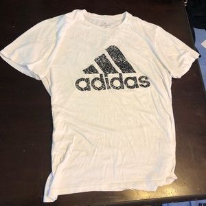Adidas white t shirt w black logo